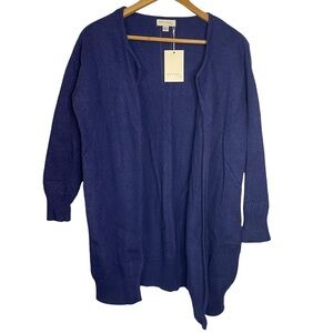 See U Soon Navy Blue Angrora Blend Knit Long Cardigan Pockets Medium Large